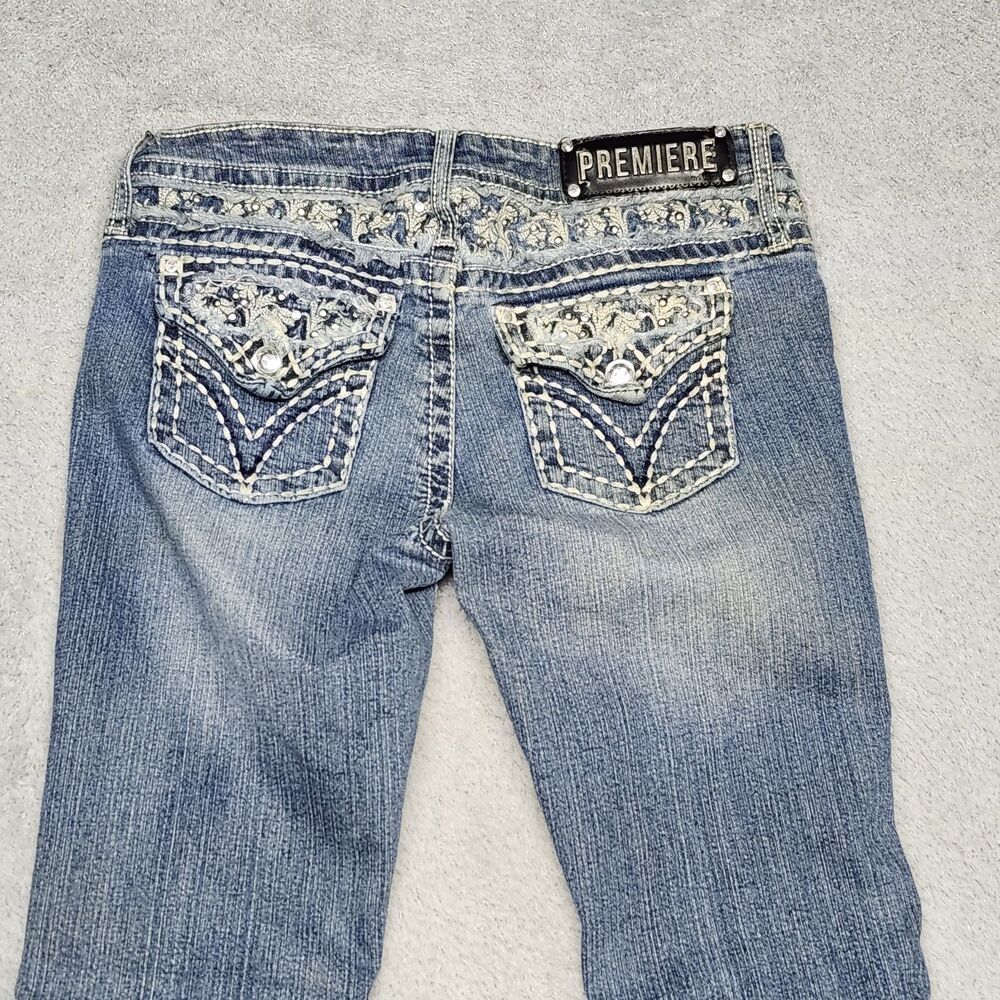Premiere by Rue 21 Womens Jeans Size 7/8S Y2K Low Rise Bootcut Rhinestone